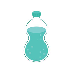 Plastic bottle of water element. Simple vector illustration with outline. Blue colors, water balance element, flat style sticker