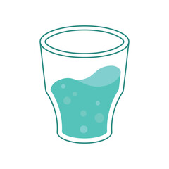 Glass of water element. Simple vector illustration with outline. Blue colors, water balance element, flat style sticker