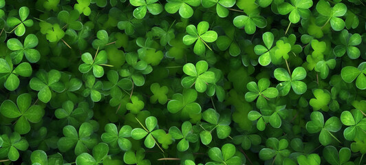 Background with four leaf lucky clover.Generative AI.
