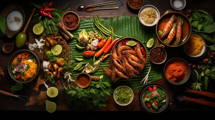 Obraz na płótnie Canvas Beautiful favorite thai food, generative ai