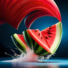 watermelon with drops Created using generative AI tools
