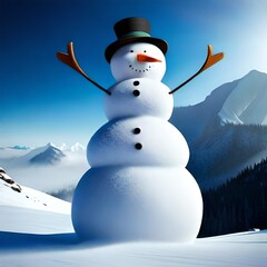 snowman in the mountains Created using generative AI tools