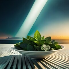 salad leaves on a fork Created using generative AI tools