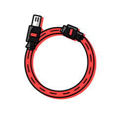 MIDI Cable vector icon in minimalistic, black and red line work, japan web