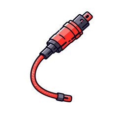 Optical Cable vector icon in minimalistic, black and red line work, japan web