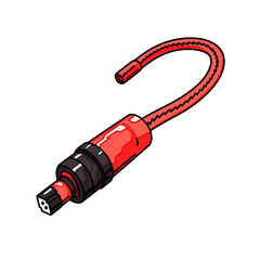 Optical Cable vector icon in minimalistic, black and red line work, japan web