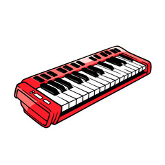 Fototapeta premium Music keyboard vector icon in minimalistic, black and red line work, japan web