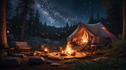 tent in the forest generated Ai 