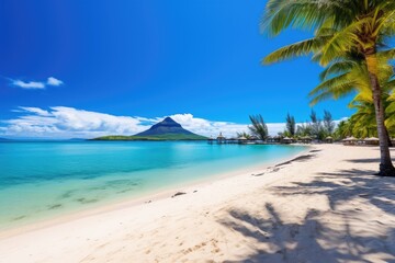 Paradise beach at Seychelles, La Digue island, amazing white beaches of Mauritius island. Tropical vacation, AI Generated