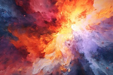 Watercolor abstract background with red, orange and blue splashes. Abstract background, Colorful ink splash on white background.
