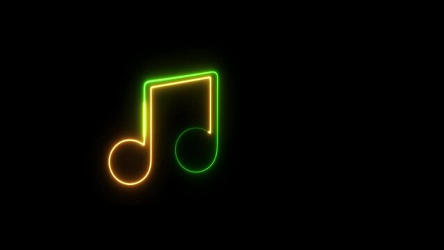 neon music icon animation. multicolor neon single musical note icon abstract animation.