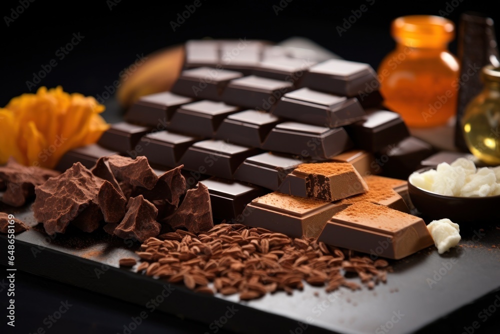 Poster a table filled with a variety of delicious chocolate treats. perfect for indulging in a sweet cravin