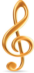 Gold treble clef isolated on a white background. EPS-10