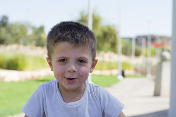 close up portrait of emotionally little boy