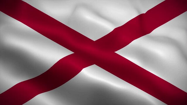 Alabama flag waving animation, perfect loop, official colors, 4K video