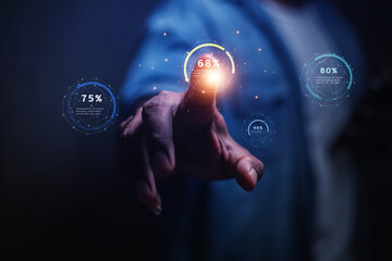 Business technology customer assessment concept that shows satisfaction with the average annual revenue of the company.