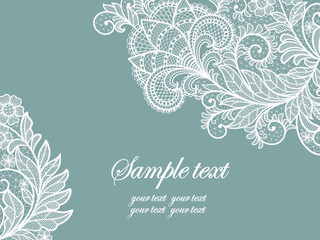 Template frame  design for card. Lace invitation card. Vector lace flowers.