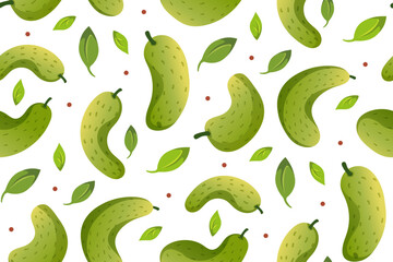 Harvest seamless Pattern. Cucumbers vector flat illustration.