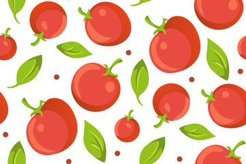 Harvest seamless Pattern. Tomato vector flat illustration.