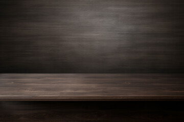 A wooden bench in front a dark background - Powered by Adobe