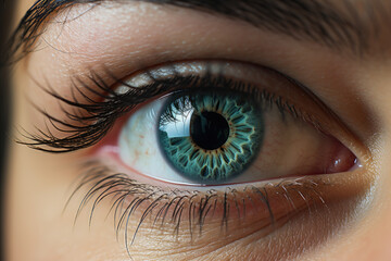 A close-up of a person's serene eyes during a mindful meditation experience. Generative Ai.