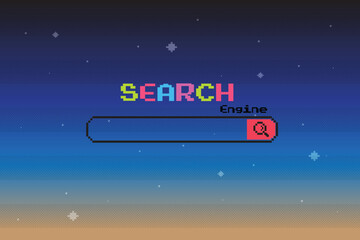 Pixel 8-bit search engine with sky and ster © Maderla