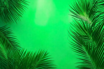 Empty palm shadow green  color texture pattern cement wall background. Used for presentation business nature organic cosmetic products for sale shop online. Summer tropical beach with minimal concept