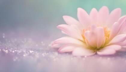 Pink flower on soft sparkle pastel color.