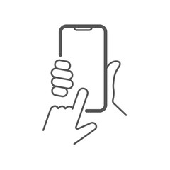 Hands using smartphone. Touchscreen technology. EPS 10