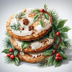 Watercolor Christmas Cookie clipart, Generative Ai