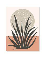 Abstract design with tropical plants, flat style vector illustration.