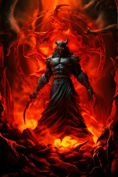 The Malevolent Reign: Evil Devil, Lord of Darkness, Commanding the Infernal Realms of Hell Generative AI