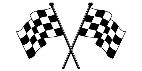 Two wonderful racing flags that cross each other. Vector identical stylish racing flags.