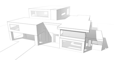 House building sketch 3d rendering