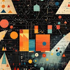 Math geometry science algebra mathematics futuristic art collage repeat pattern abstract
