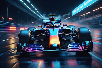 Poster Futuristic Racing Formula 1, Experience the Future: A Dazzling Display of Futuristic Racing Artistry in an Epic, AI-Crafted Digital Masterpiece, Generative AI © Janis
