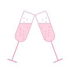 Fototapeta premium Two glasses of pink champagne, wine or soda with bubbles.