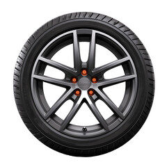 New car tire front view isolated on transparent background 