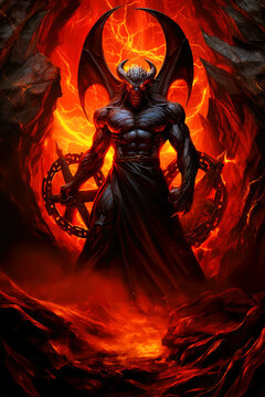 The Malevolent Reign: Evil Devil, Lord of Darkness, Commanding the Infernal Realms of Hell Generative AI