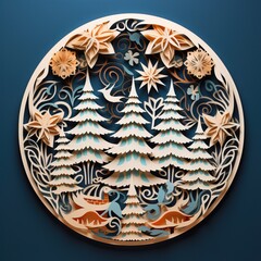 Christmas tree paper cut style high quality ai generated image