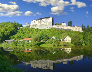 Fototapeta na wymiar Castle Cesky Sternberk (Czech Sternberk) and the Sazava River, Middle Bohemia, Czech Republic