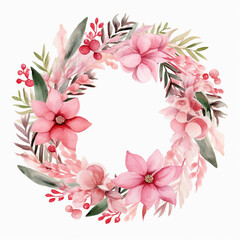 christmas pink wreath clip art 