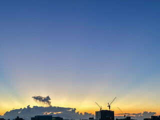 sunset over the city in tokyo