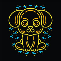 Premium Monoline Colorful Cute Dog Vector Graphic Design illustration Vintage style Emblem Symbol and Icon