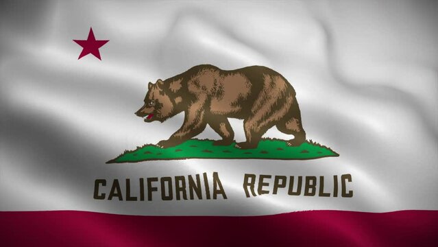 California flag waving animation, perfect loop, official colors, 4K video