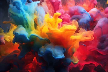 Schilderijen op glas Multicolored splashes of oil paint © Julia Jones