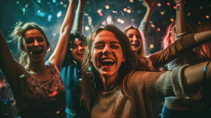 Obraz premium A group of friends having fun and dancing together