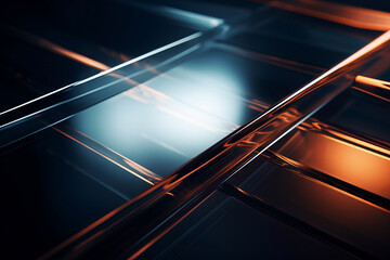 A close up of a stack glass plates with a glowing effect