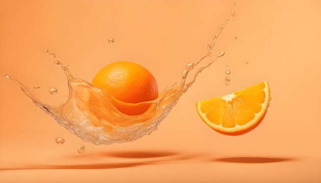 Fresh orange drop in the water isolated with soft background.