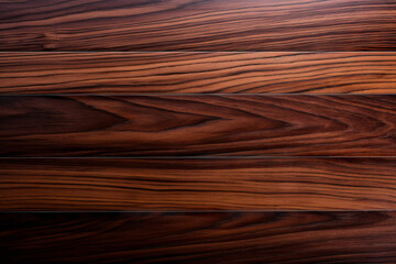 A close up of a dark brown wooden surface with a polished finish and a wavy grainy texture